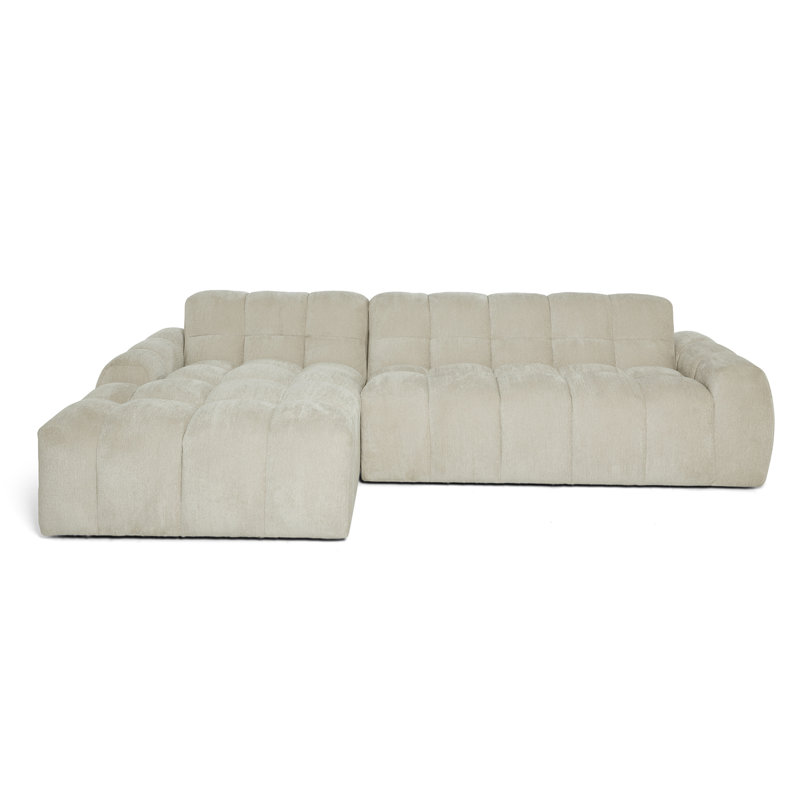 Charee 4 Seater Corner Sectional, Left Hand Facing, White Boucle