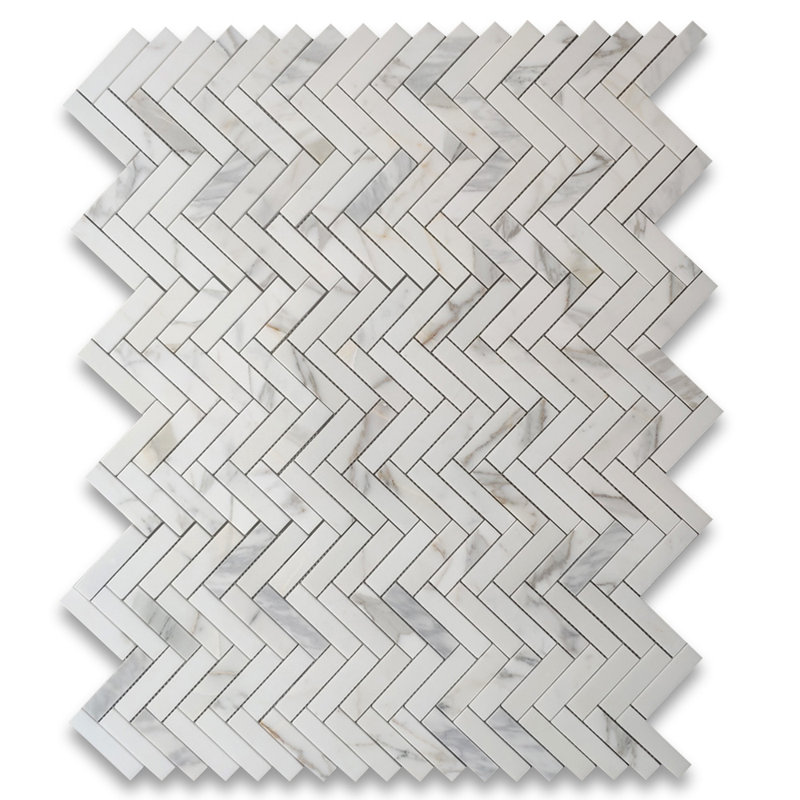 Calacatta 11" x 9" Marble Mosaic Tile, LIght Gray