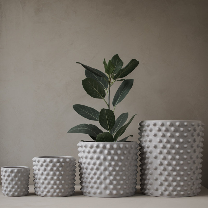 Genesta Ceramic Table Vase, 5.12" H x 5.91" W x 5.91" D, Greige