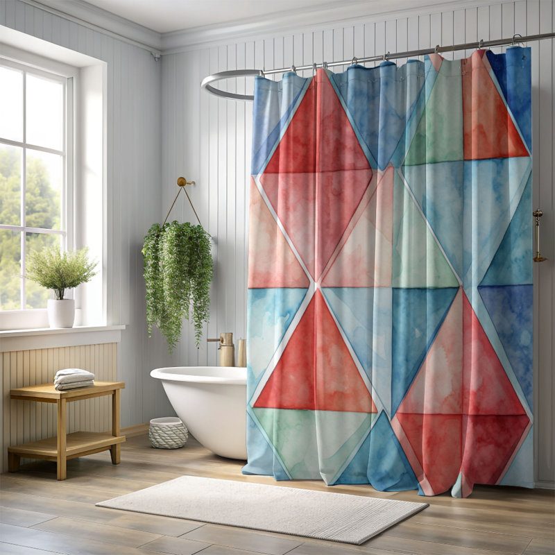 Rideau de douche Mild Polygonal Textures - Premium, H 74 po x l 71 po