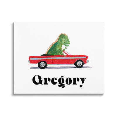 T-Rex Driving Car cmw-081 Personalized Wall Art