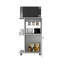 Chariot de cuisine moderne H 39 po, armoire à une porte, quatre roulettes, une tablette latérale, blanc