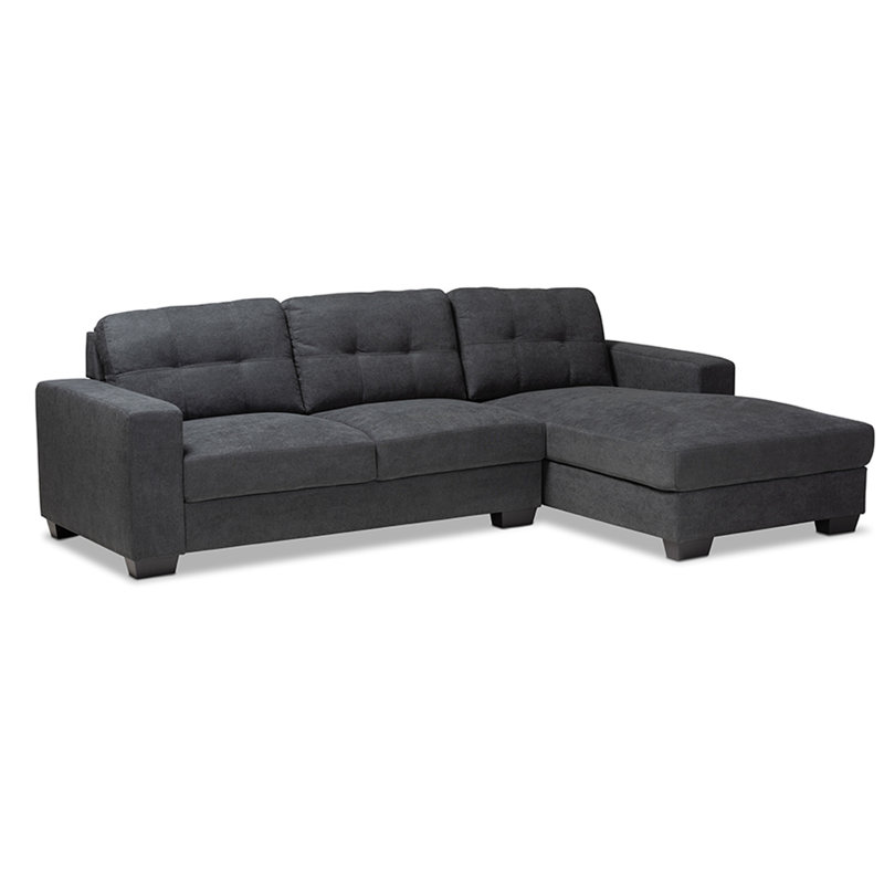 Canapé et chaise longue Alexandrina, Orienté à droite, Gris foncé