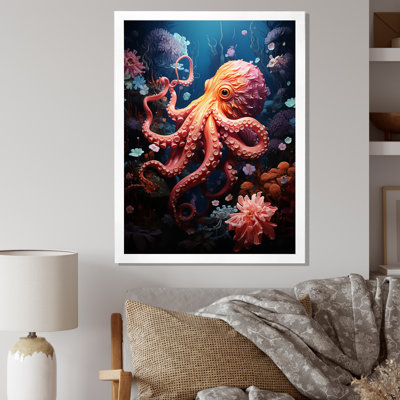 Reproduction d'art sur toile Coral Teal Octopus - animaux