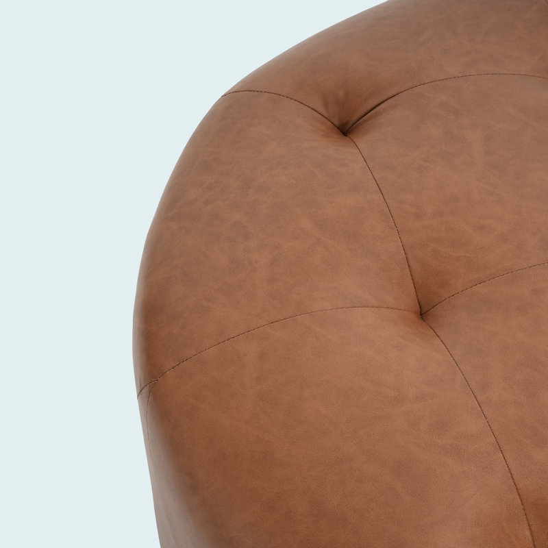 Knott Upholstered Button Tufted Round Ottoman