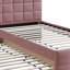 Lit plateforme double Shahi avec lit gigogne, revêtement en lin brossé rose brossé