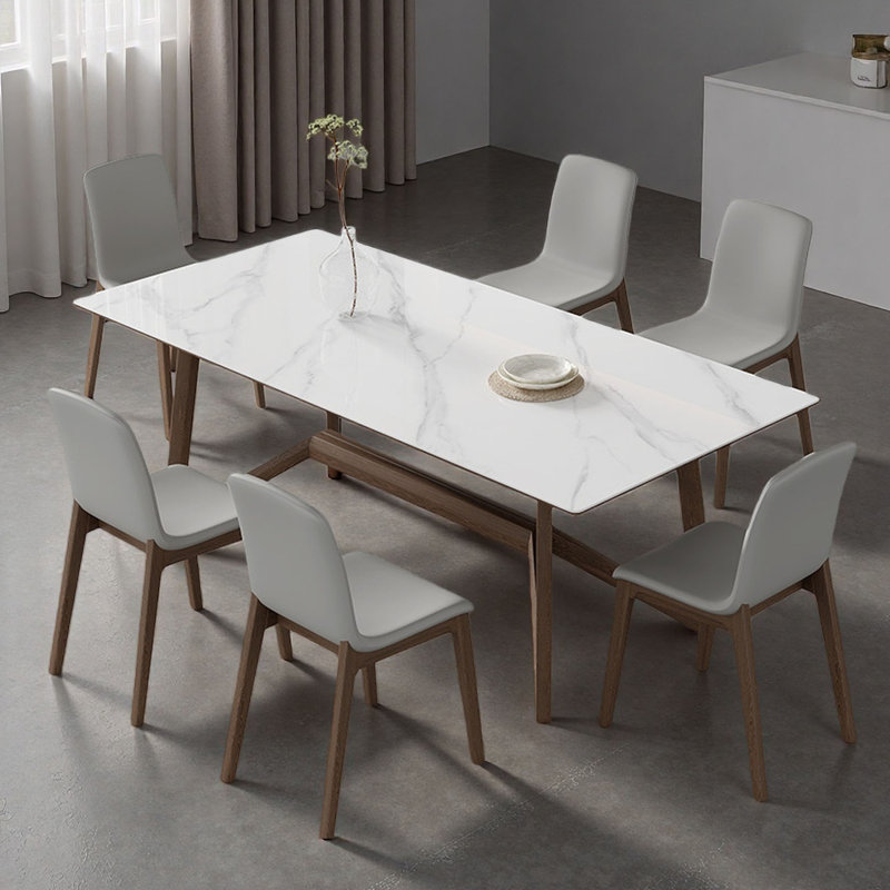 Table de salle à manger Modern Light Luxury, 29.5" H x 55.1" W x 31.5" D, 7 pièces : table, 6 chaises