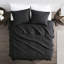 Courtepointe noire / double 3 pièces - Microfibre avec rembourrage en coton, réversible pour différents climats, 2 taies décoratives, lavable en machine réversible, lavage sans effort-124253701
