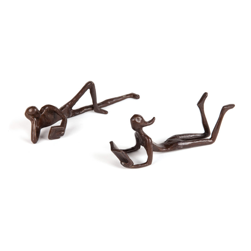 Birdsall Handmade Bronze Reading Figurines (Set of 2)