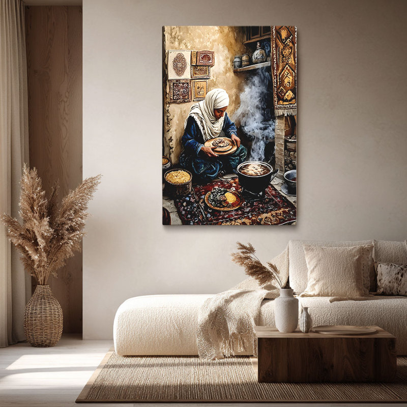 Cadre d'art tendu sur toile tendue pour la cuisine traditionnelle du Moyen-Orient, 36 * 24 pouces (90 * 60 * 2cm)