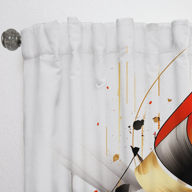 Rideau Harpe rouge et noir abstrait Harith, L 52 po x L 95 po