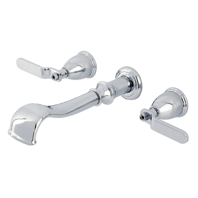 Robinet de baignoire romaine à 3 poignées et 3 poignées à fixation murale Kingston Brass Hallerbos, Chrome poli