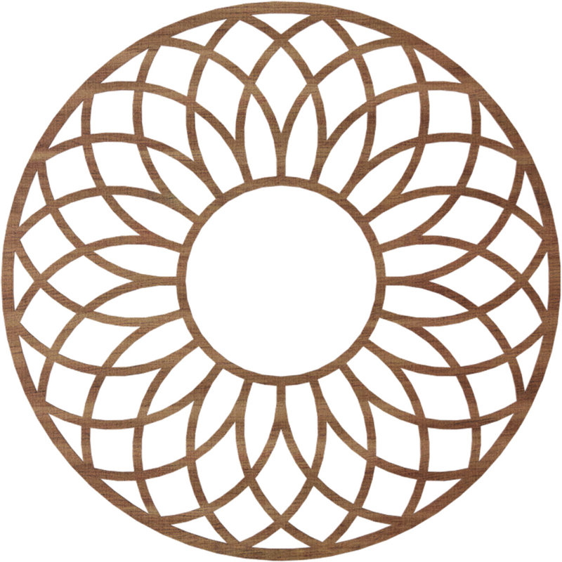 Médaillon de plafond en bois ajouré Cannes, H 38 po x l 38 po x P 0,25 po, Noyer