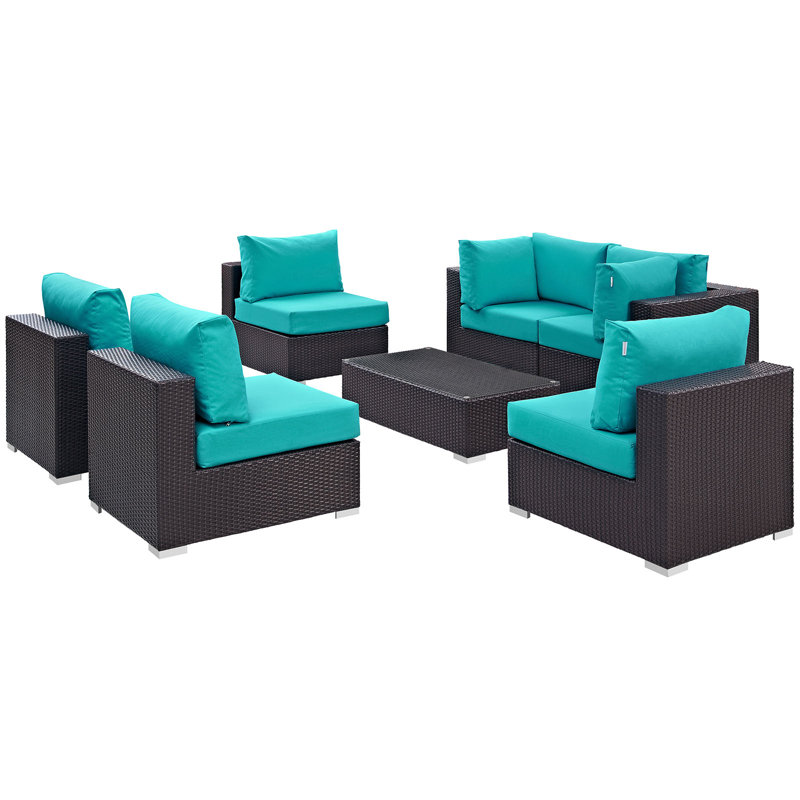 Ensemble modulaire d'extérieur 7 pièces Modway Convene, Turquoise