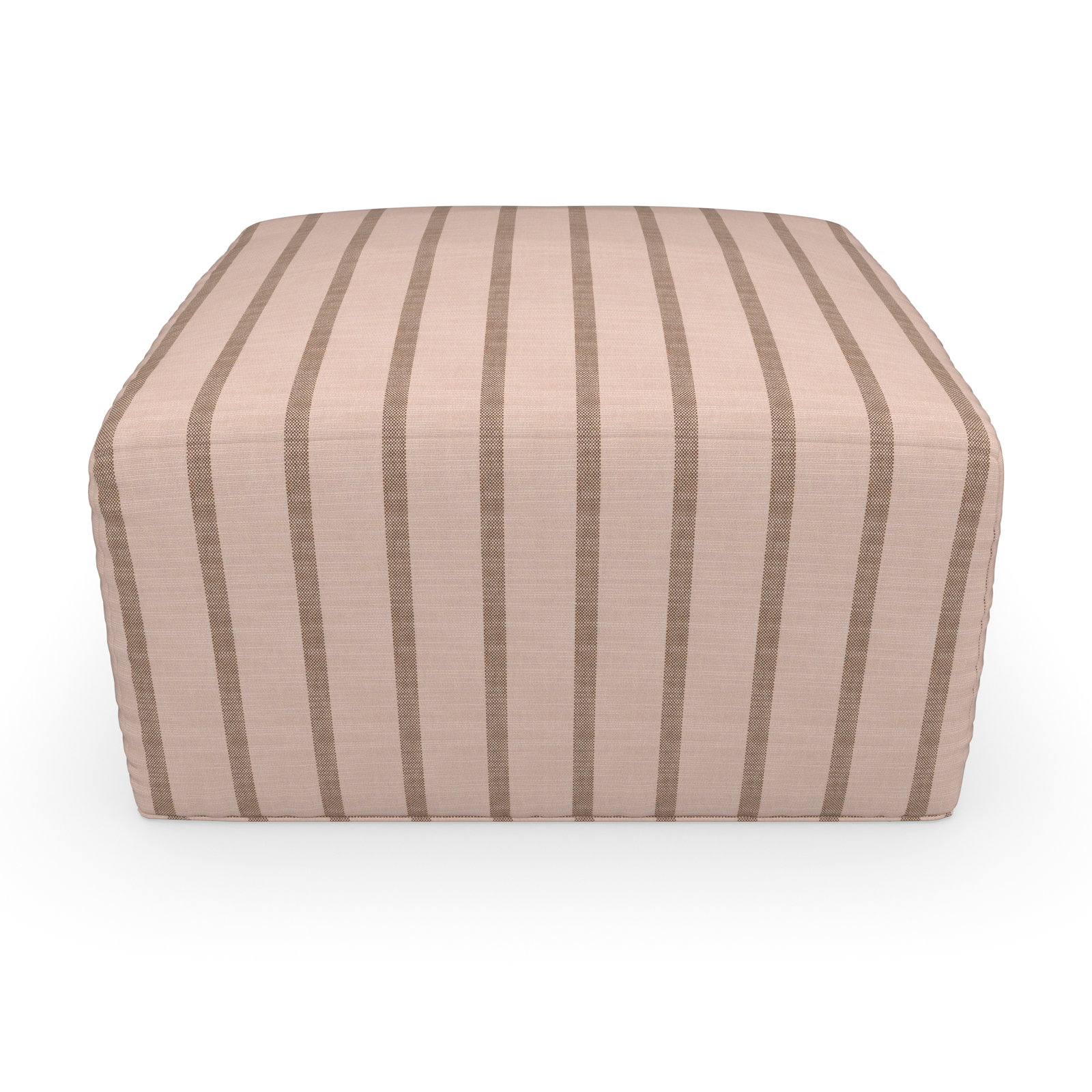 Praia Sunbrella® Outdoor Ottoman, 16" H x 29" W x 29" D, Unwind Cameo Striped Sunbrella®