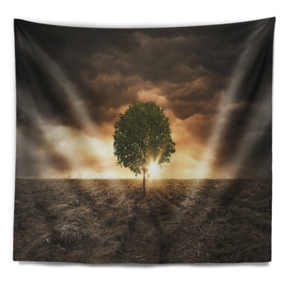 Tapisserie «Lonely Tree Under Dramatic Sky»