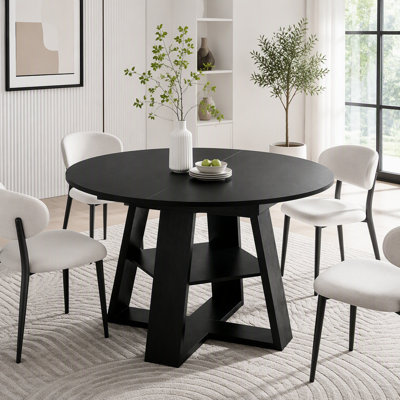 43.3in-59in Extendable Round Dining Table for 4-8