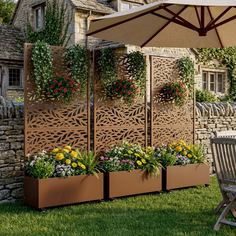 Jardinière en métal galvanisé avec treillis