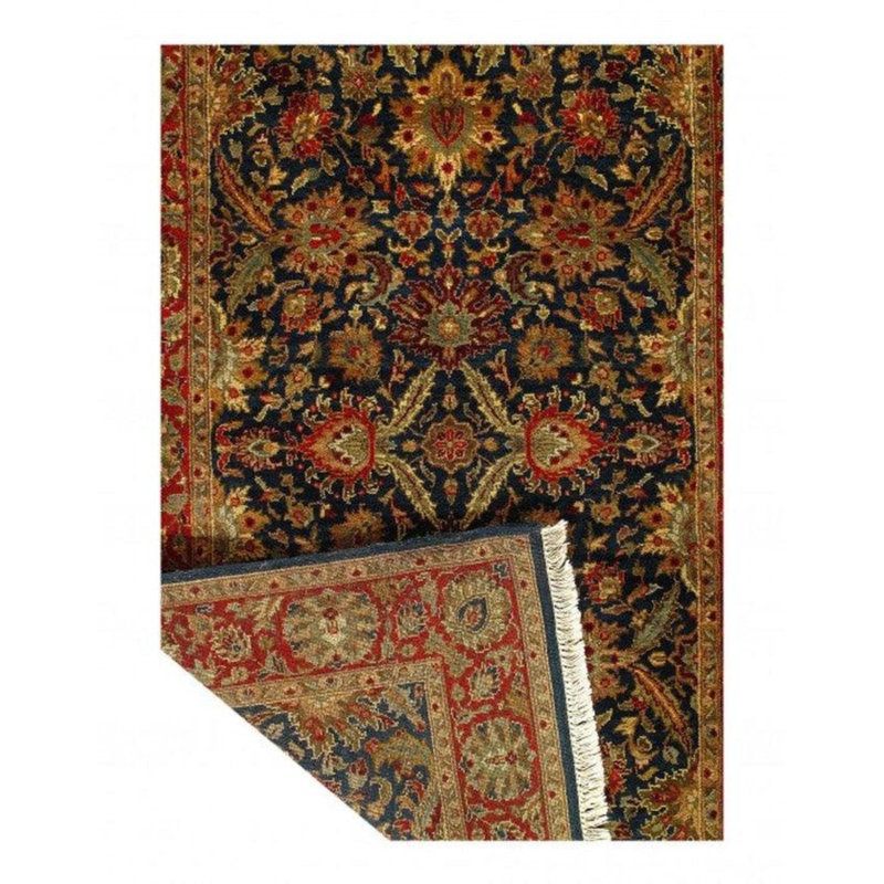 Tapis oriental en laine / coton bleu / brun / rouge 4 pi x 6 pi 3 po Oriental