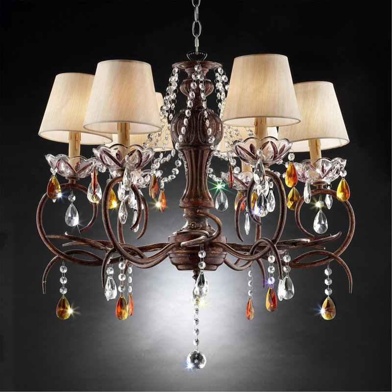 27 po. Plafonnier haut en métal «Magnolia» avec finition bronze et accents de cristal