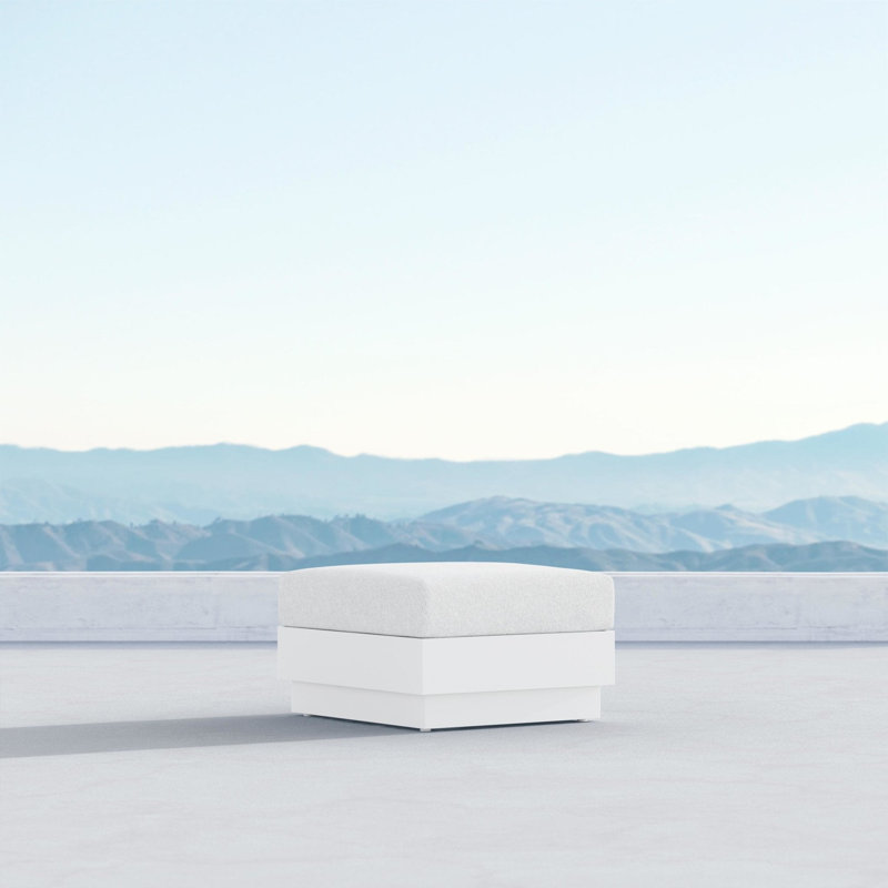 Porto Outdoor Ottoman with Cushion, Matte White Frame/Cloud Cushion