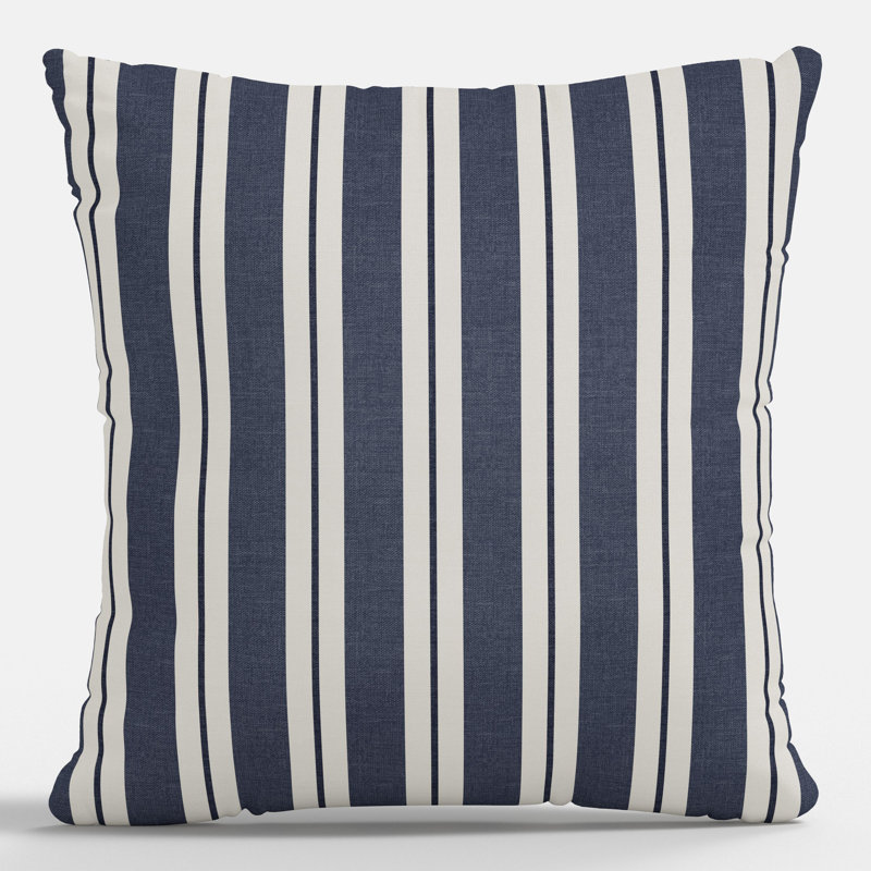 Coussin décoratif d'intérieur à rayures bleu marine Anderson, Carré 18 po, Rayures bleu marine