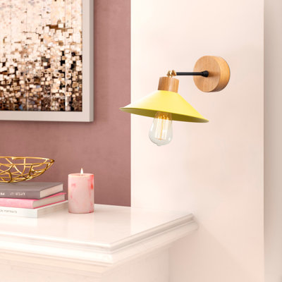 Modern Wall Lamp, Iron Body with Hornbeam Base, 9.4 in Diameter x 7.9 in Height | E27 Socket, Max 40W | Stylish & Functional Lighting for Home Decor | IP20 Rated, Perfect for Living Room, Bedroom, or Office Spaces