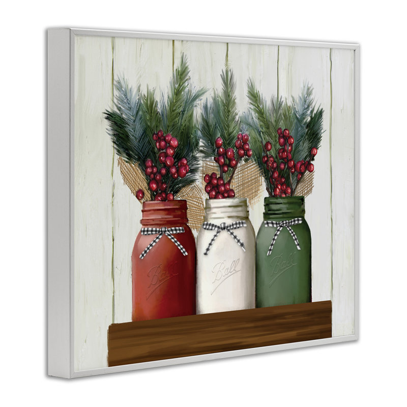 «Festive Holiday Jars Christmas Berry Bouquets» par Ziwei Li - impression, H 11 po x l 14 po