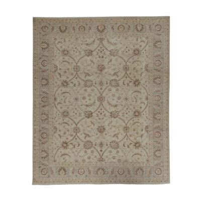 Tapis ivoire / bleu clair noué à la main de haute qualité