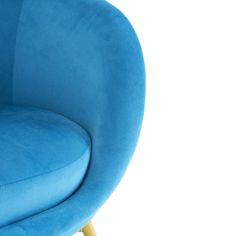 Fauteuil de salon bleu sarcelle avec pieds dorés - velours, confortable pour la chambre à coucher, Bleu sarcelle
