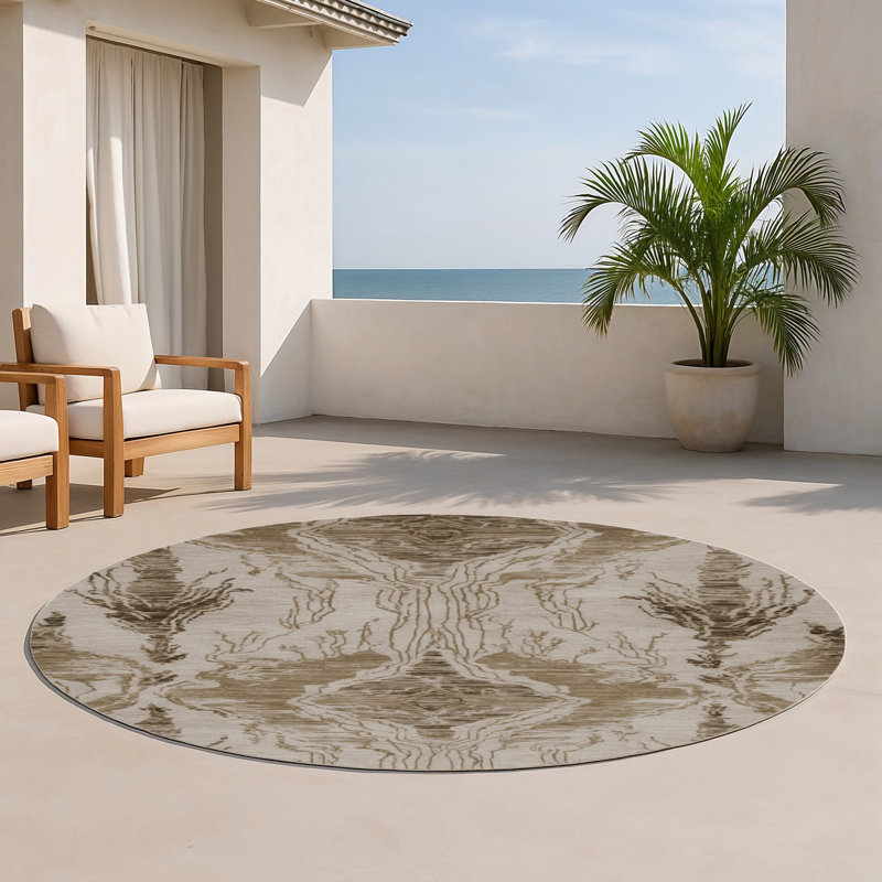 Tapis intérieur et extérieur gris Nature, Rond 5 pi