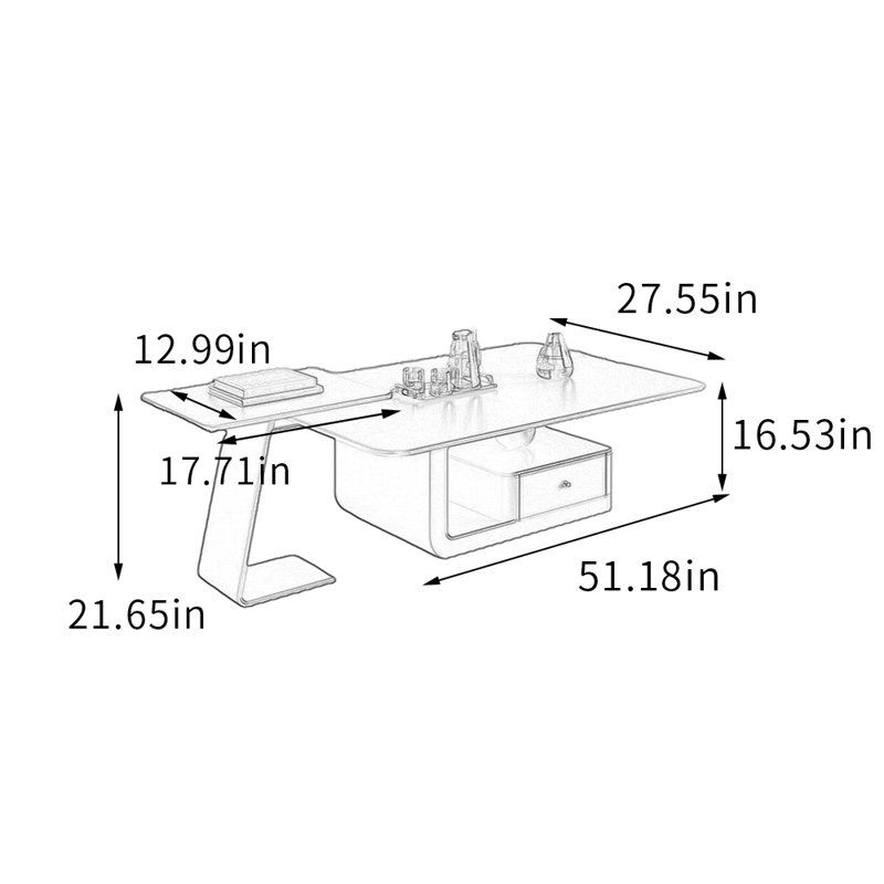 Ensemble de tables basses avec tiroir Minimalisme, H 16,53 po x L 27,55 po x l 51,18 po, Blanc, Black