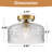 Vintage 1-Light Semi-Flush Ceiling Light In Gold With Embossed Floral Glass Shade, Perfect For Hallway Or Bedroom