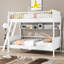 Lit superposé simple au-dessus de simple avec tablettes de rangement, lit superposé en bois massif avec rangement et échelle, garde-corps, aucun sommier nécessaire-1884462985