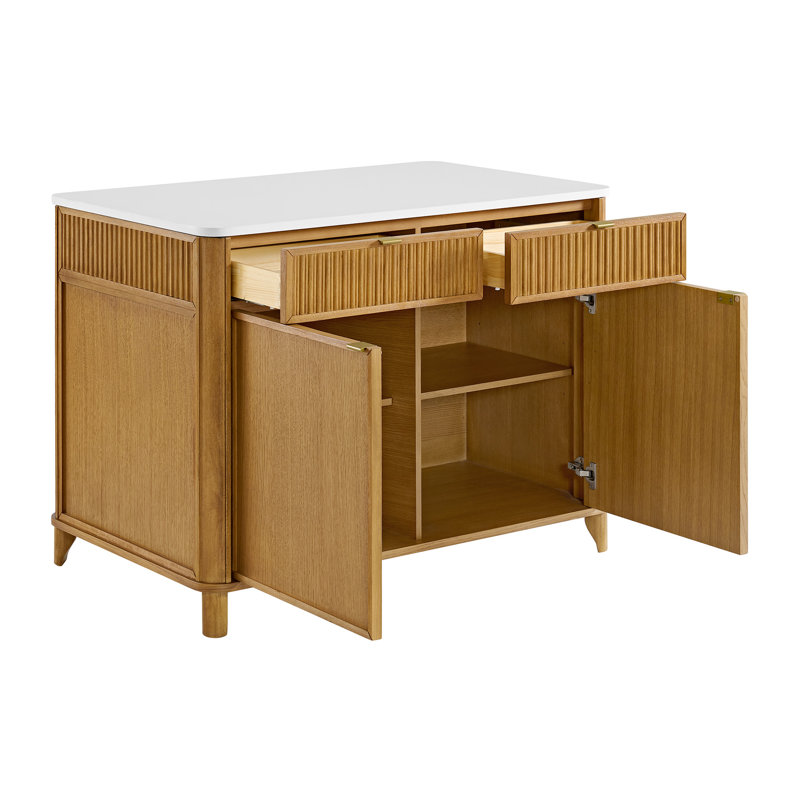 Îlot de cuisine 48 po avec comptoir en quartz blanc Kennedy Kathryne, Quartz blanc