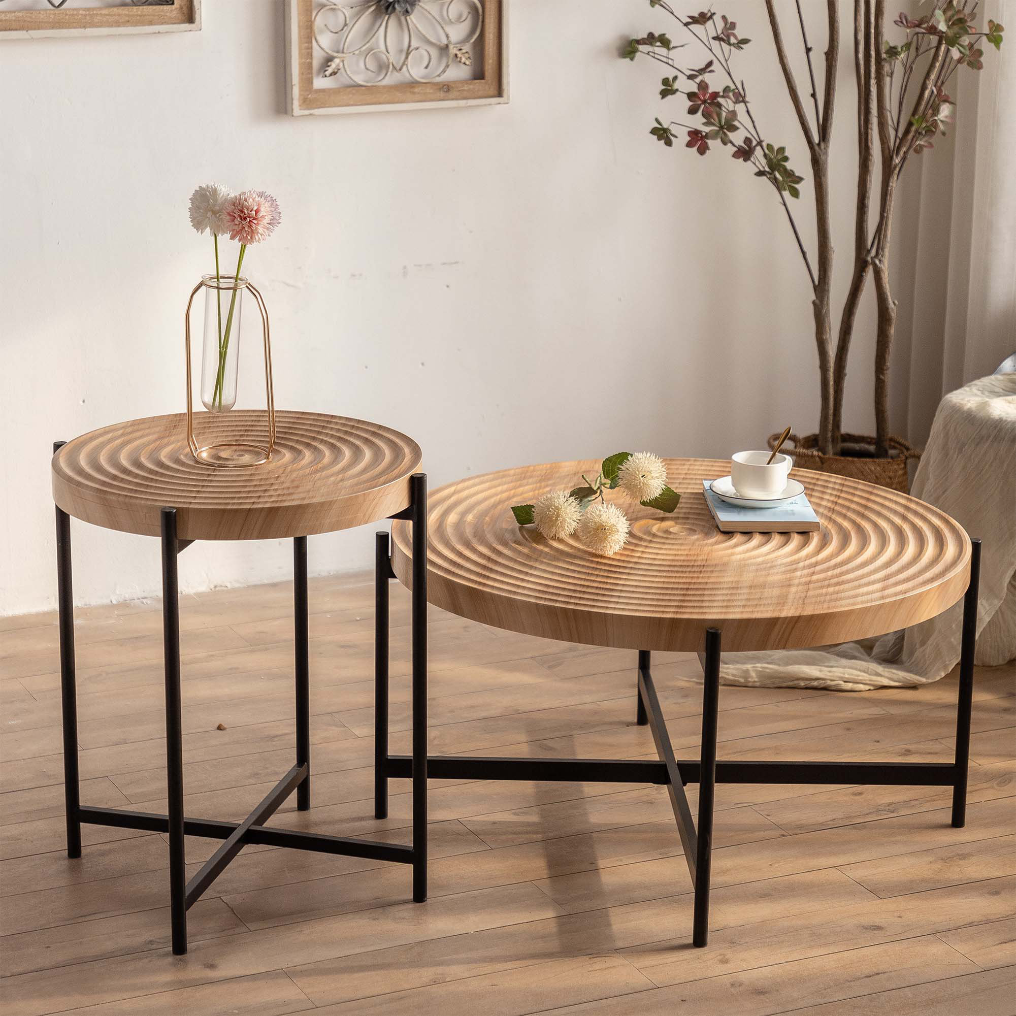 17 Stories 2 Piece Round Coffee Table Set | Wayfair