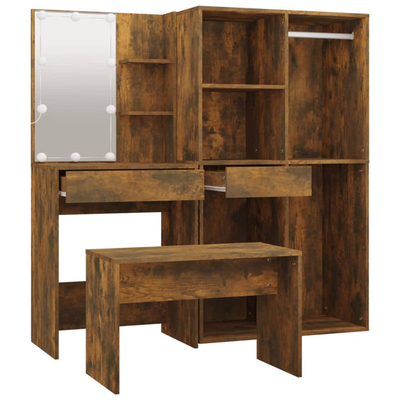 Hausmann Dressing Table with Mirror, Smoked Oak