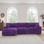 Canapé modulaire réversible 3 pièces rembourré en flanelle de fourrure de lapin gris clair avec 3 coussins-2101244173-2101244176
