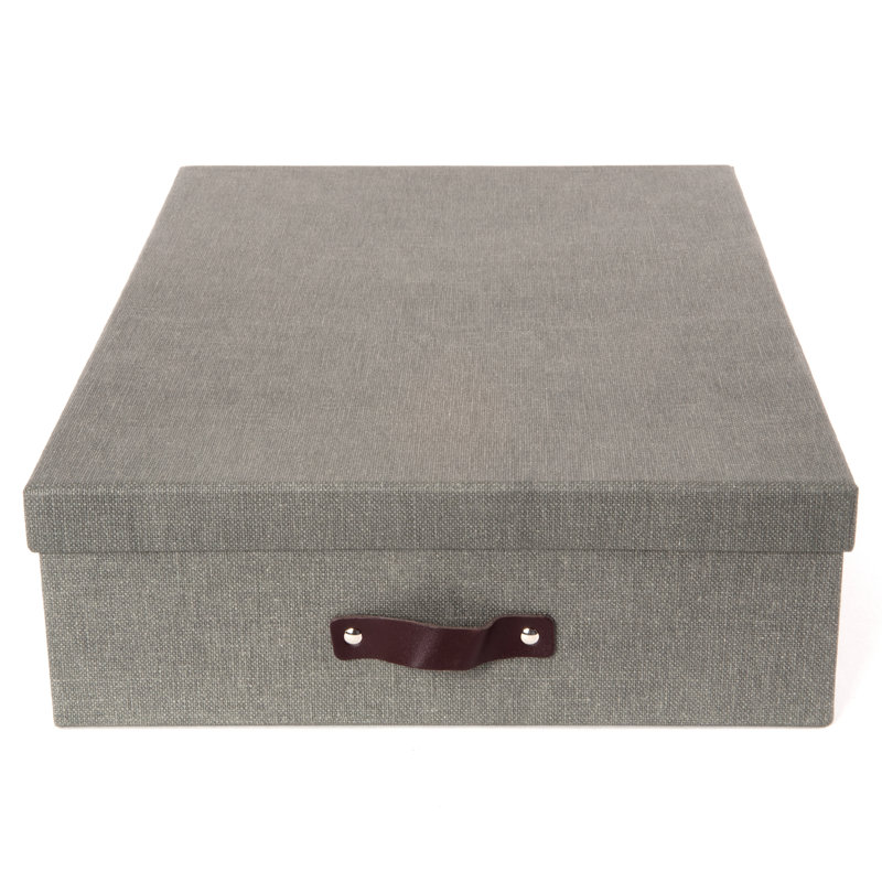 Boîte de rangement en carton Jakob, Toile grise