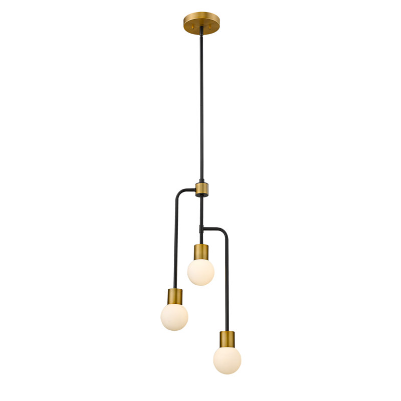 Lustre à niveaux 3 lumières unique Dearing, Laiton fonderie