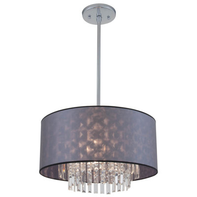 3 - Light Chrome, Grey Drum Pendant