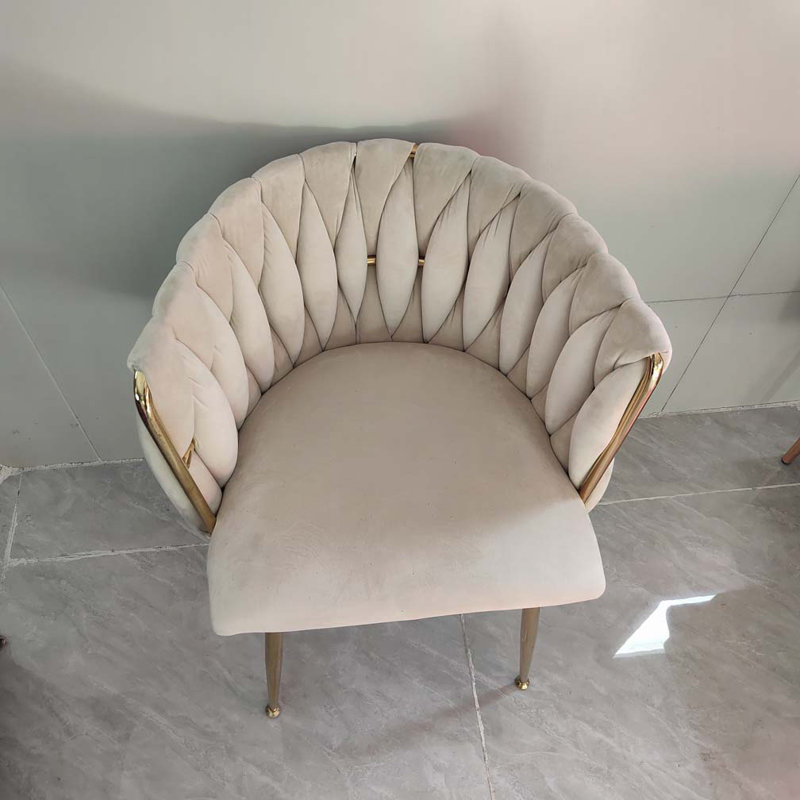 Chaise rembourrée en velours, Beige