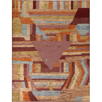 Tapis marocain multicolore en laine noué à la main 9 x 10