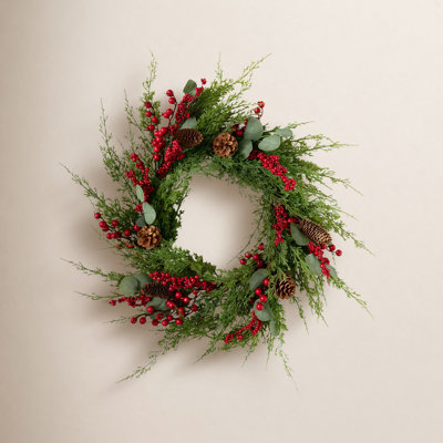 24'' Faux Cedar Polyethylene Plastic Wreath