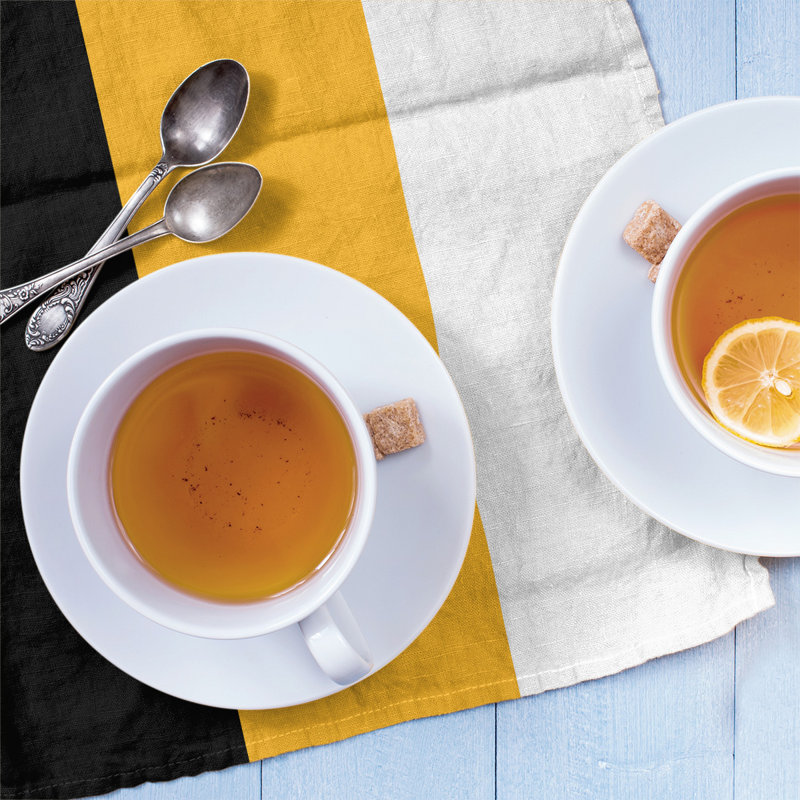 Stripe Tea Towel Kitchen Towel, Poly Twill, Black/Gold/White Baseball