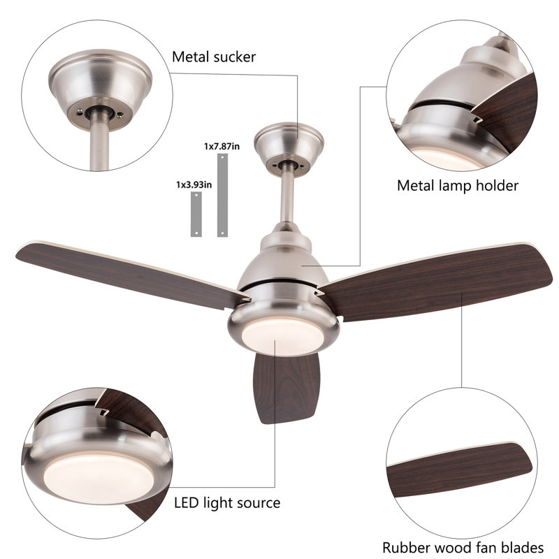 42” Ceiling Fan Light With Remote Control (Walnut), Silver