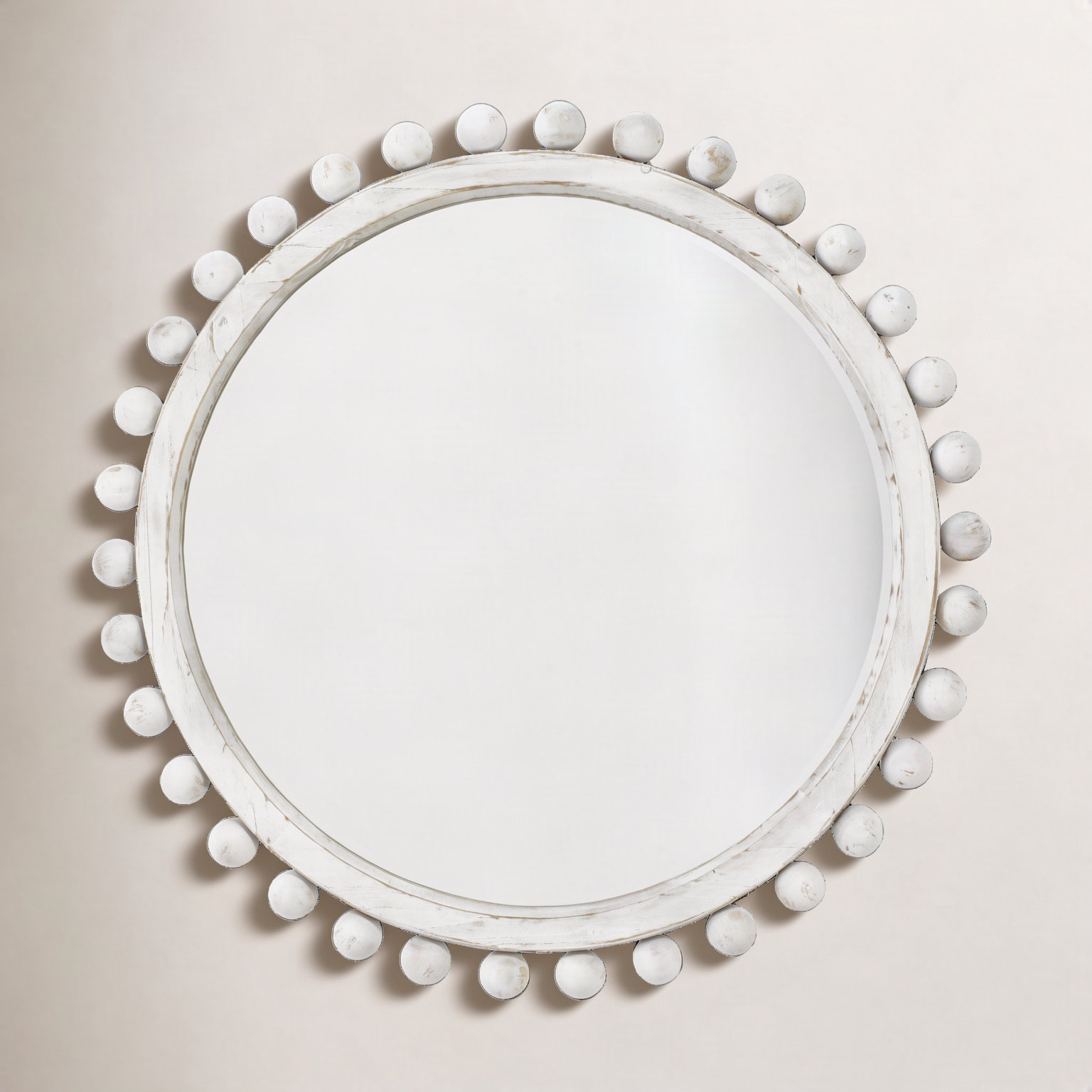 Augustine 35" Accent Mirror, White Washed Wood