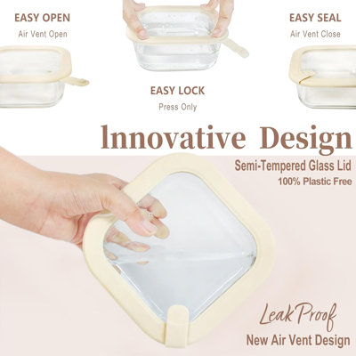 Contenants en verre pour aliments avec couvercles en verre, paquet de 4
