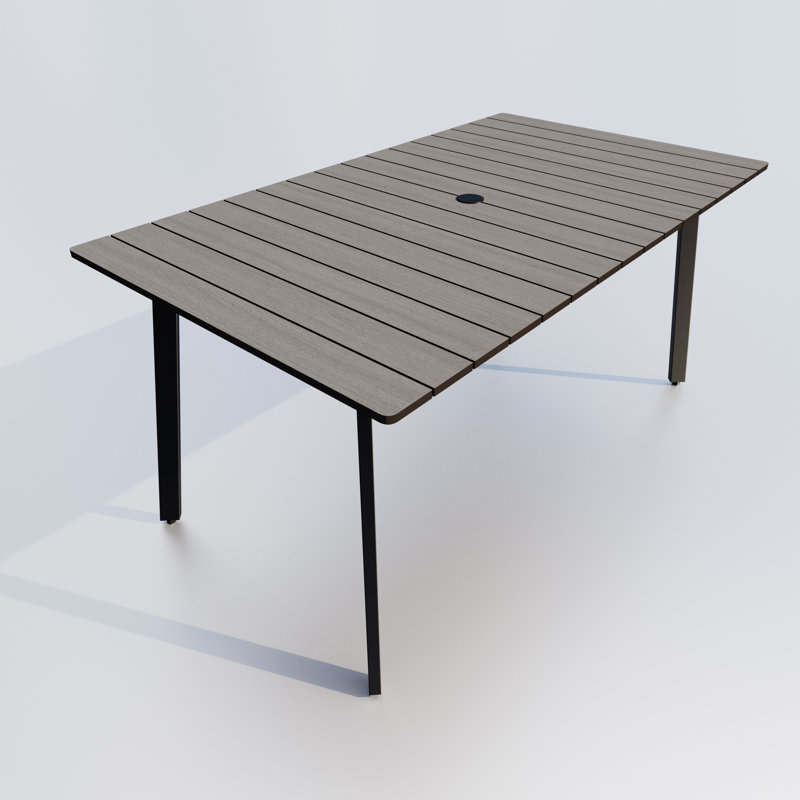 Table de salle à manger rectangulaire pour l'extérieur avec trou pour parasol pour patio, gris anthracite et gris, Noir, Gris