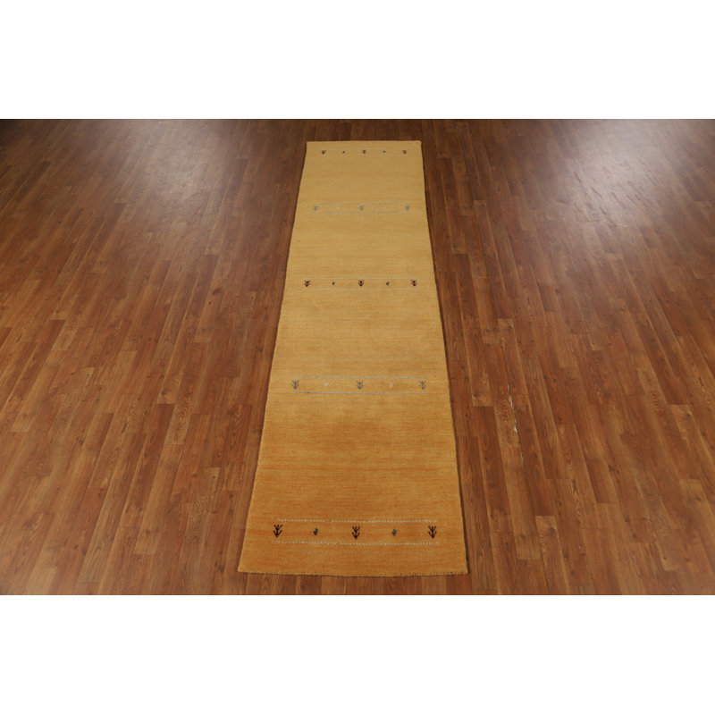 Yellow Wool Gabbeh Style Indian Runner Rug 3x10